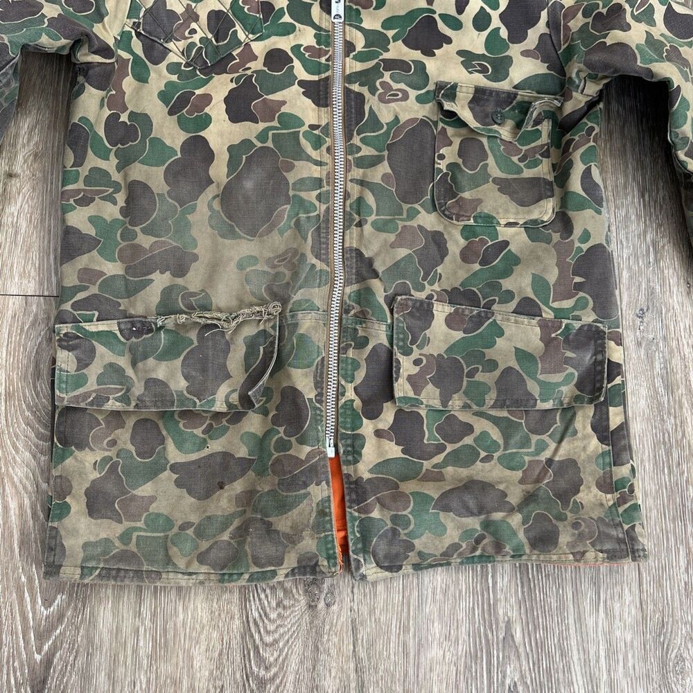 Vtg 60s Sears Roebuck Duck Camo Field Tested Hunting Jacket Talon Zip L Reverse - Picture 7 of 16